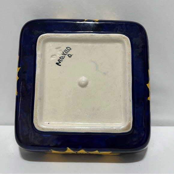 Talavera Pottery Cobalt Sunflower 9x9 Baking Dish Mexico - Picture 2 of 10